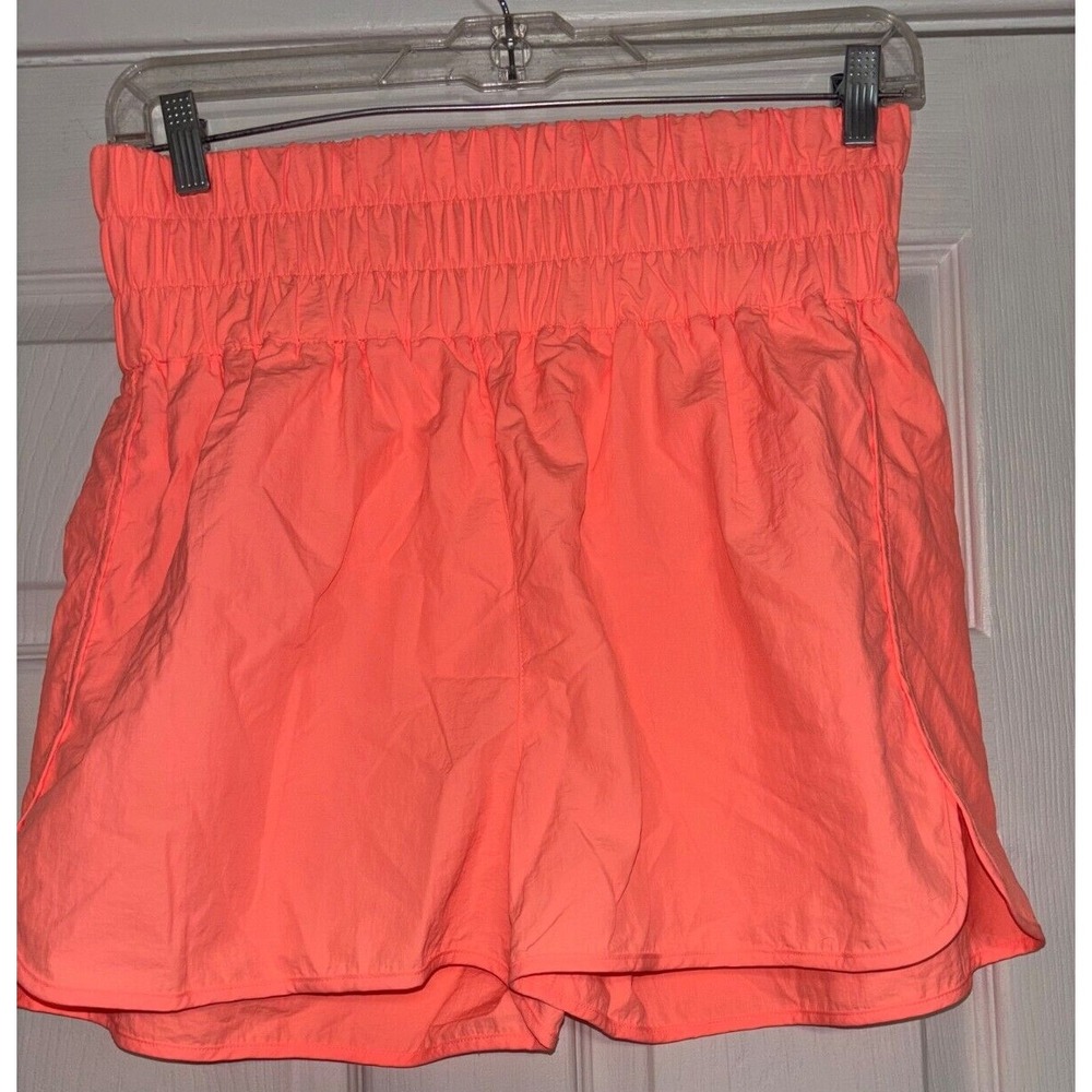 Zenana Wide Waist Smocked Peach Nylon Shorts Size XL